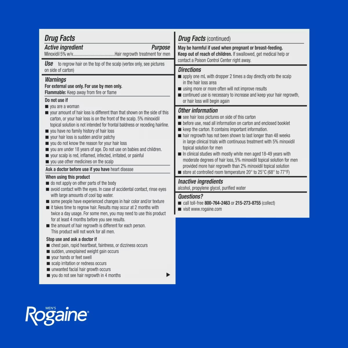 Men's ROGAINE® Extra Strength 5% Minoxidil Topical Solution Three Month Supply